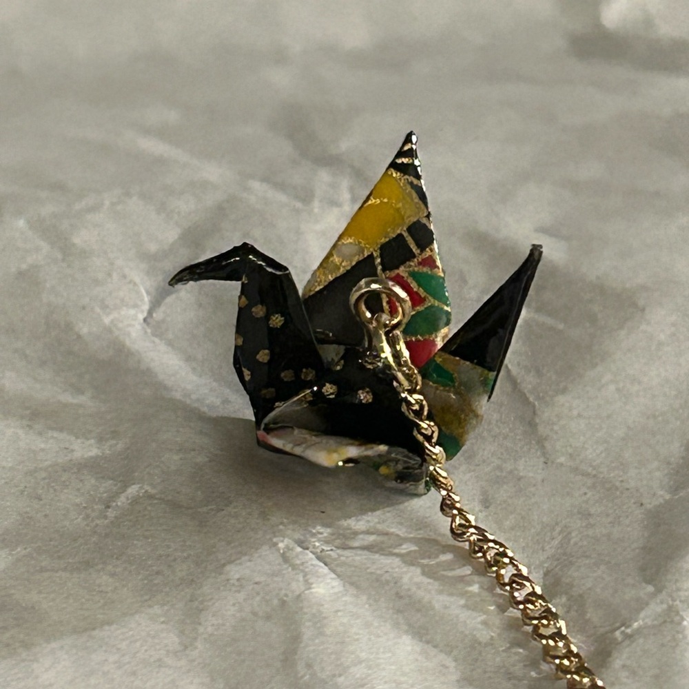 Origami Crane Chain Hook Earring